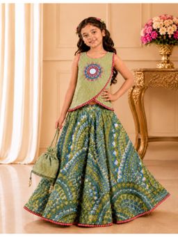 TWISHA - Cotton Sleeveless All Over Printed Top With Lehenga
