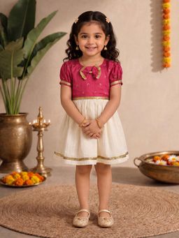 Vastramay - Pink Chanderi Embroidered Dress