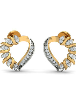KuberBox - 18K Loving Heart Stud Earrings for Women and Girls