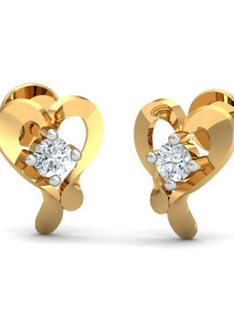 KuberBox - 18K Crazy Heart Stud Earrings for Women and Girls