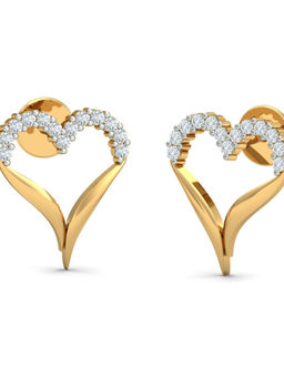 KuberBox - 18K Incredible Heart Stud Earrings for Women and Girls