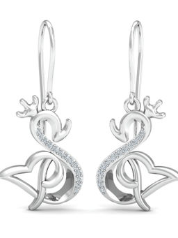 KuberBox - 18K Swan Kruna Hook Earrings for Women and Girls