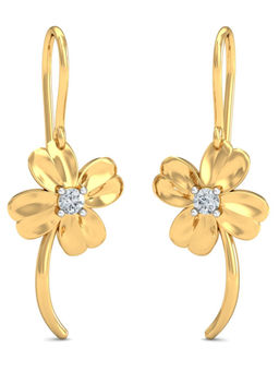 KuberBox - 18K Solitario Bloom Earrings for Women and Girls