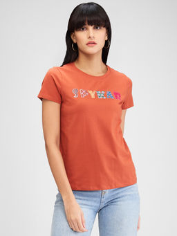 Spykar - Brown Half Sleeves Regular Fit Solid T-Shirt