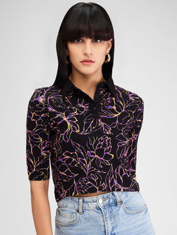 Spykar - Black Half Sleeves Slim Fit Printed T-Shirt