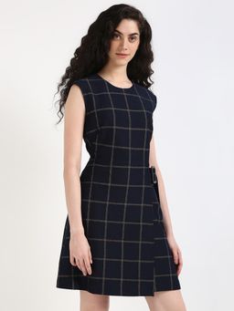 Calvin Klein - Polyester Blue Round Neck Shift Mini Dress