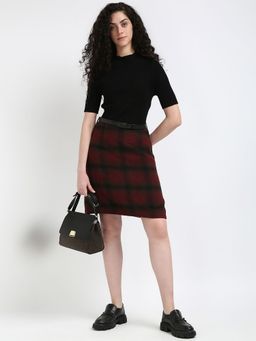 Calvin Klein - Polyester Black High-Neck Shift Mini Dress