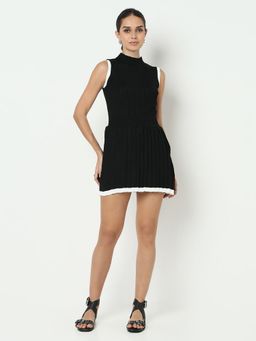 SHOWOFF - Edition Women Black A-Line with Contrast Hem Mini Dress