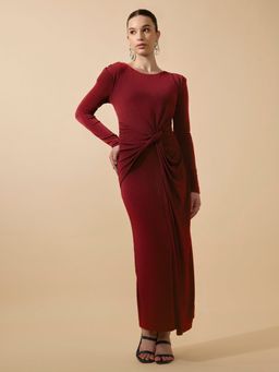 SHOWOFF - Edition Women Shimmer Draped Red Knot Gown Maxi Dress