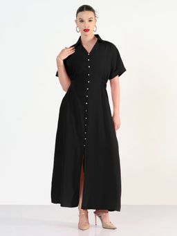 SHOWOFF - Edition Women Black Shirt Style Maxi Dresses