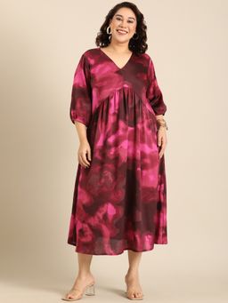 THE PINK MOON - Pink Marble Abstract Midi Dress