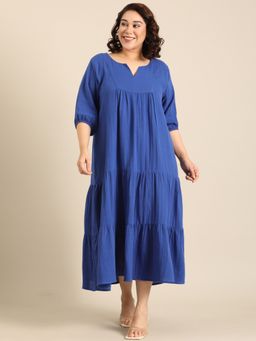 THE PINK MOON - Cobalt Blue Tiered Maxi Dress