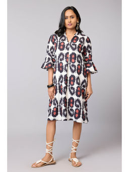 TAMISKA BY NARENDRA KUMAR - Inky Ikat Multi-Color Elegance Knee Length Dress