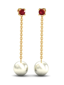 KuberBox - 18K Belleza Pearl Ruby Earrings for Women and Girls