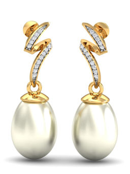 KuberBox - 18K Bruit Pearl Dangle Earrings for Women and Girls