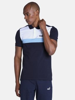 Puma - Stylized Colourblock Mens Blue Polo T-Shirt