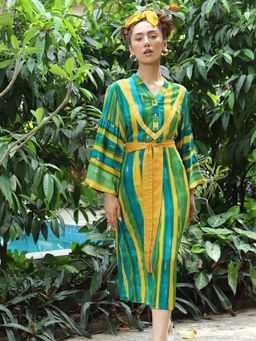 September Spring - Women Multi Color Striped Midi Dress