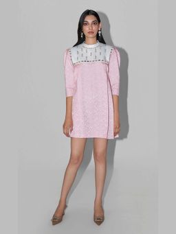 TheRealB - Pink Jacquard Embellished Mini Dress