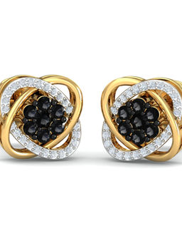 KuberBox - 18K Dove Black Diamond Stud Earrings for Women and Girls