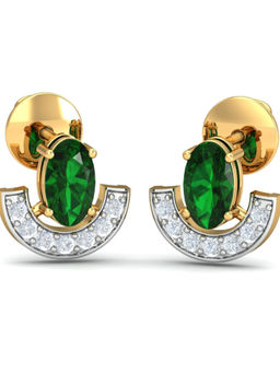 KuberBox - 14K Sparkling Emerald Earrings for Women and Girls