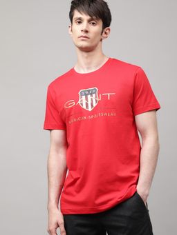 GANT - Men Red Solid Regular Crew T-shirt