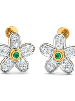 KuberBox - 18K Petal Sapphire Earrings for Women and Girls