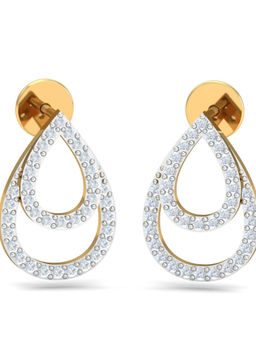 KuberBox - 14K Pretty Pear Stud Earrings for Women and Girls