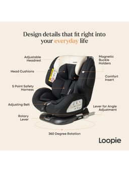 LOOPIE - 360degree Car Seat ISOFIX & Seatbelt Compatible Forward & Rear Facing (0-12 Years)