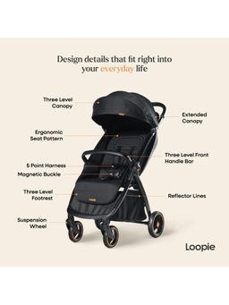 LOOPIE - Travel Friendly Foldable Cabin Stroller with Sun Protection Canopy (18-24 Months)