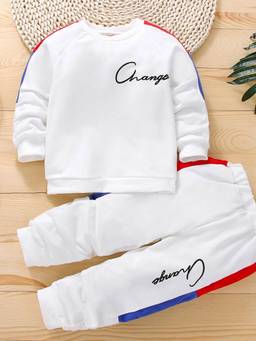 Hopscotch - White Text Print Sweatshirt And Joggers