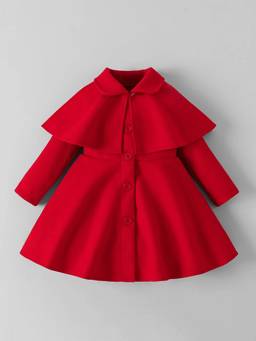 Hopscotch - Red Sleeve Long Coat With Shrug