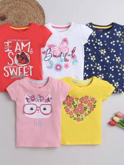 Hopscotch - Multi-Color Pure Cotton T-Shirts (Pack of 5)