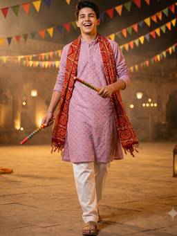 AJ Dezines - Pink Sequence Embroidery Cotton Blend Kurta With Pyjama & Dupatta