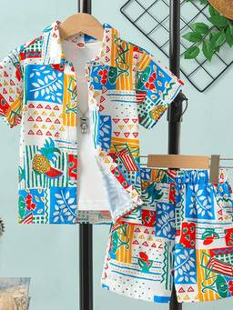 Hopscotch - Multi-Color Printed Shirt And Shorts
