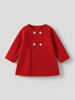 Hopscotch - Red Textured Raglan Sleeve Long Coat