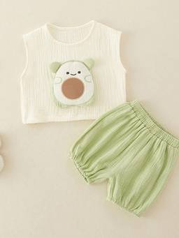 Hopscotch - Multi-Color Avocado Applique T-Shirt And Shorts