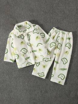 Hopscotch - White Teddy Bear Print Shirt And Pyjama Sleepwear