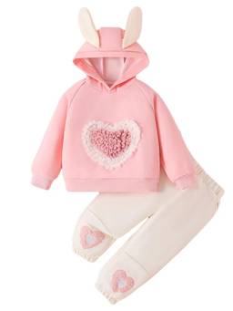 Hopscotch - Pink Heart Applique Sweatshirt And Joggers