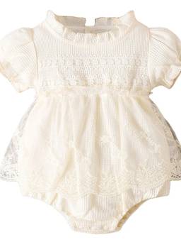 Hopscotch - Beige Floral Embroidered Onesie