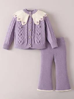 Hopscotch - Lavender Textured Cable Knit Sweater & Pant