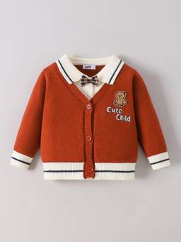 Hopscotch - Burgundy Chenille Teddy Embroidery Cardigan