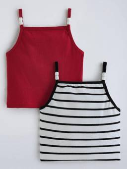 Hopscotch - Multi-Color Fitted Strappy Beaded Tops (Pack of 2)