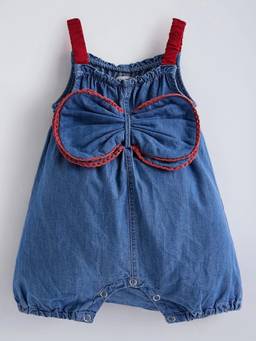 Hopscotch - Blue Bow Applique Balloon Fit Romper With Headband