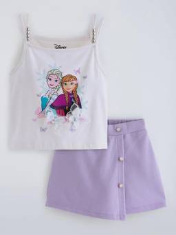Hopscotch - White Elsa Frozen T-Shirt With Skort