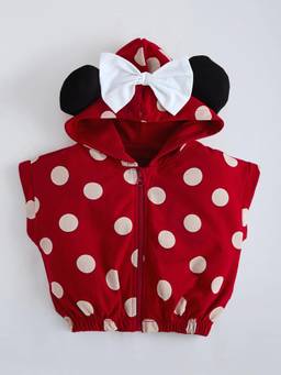 Hopscotch - Red Mickey Mouse Applique Hooded Jacket