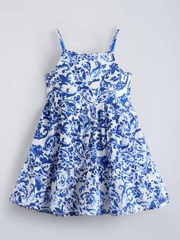 Hopscotch - Blue Paisley And Floral Cotton Dress