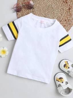 Hopscotch - White Boys White Solid Slim Fit T-Shirt