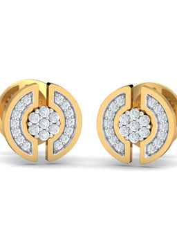KuberBox - 14K Adora Circular Stud Earrings for Women and Girls