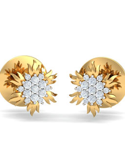 KuberBox - 14K Bonita Flaming Stud Earrings for Women and Girls
