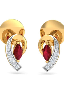KuberBox - 14K Antonia Ruby Stud Earrings for Women and Girls